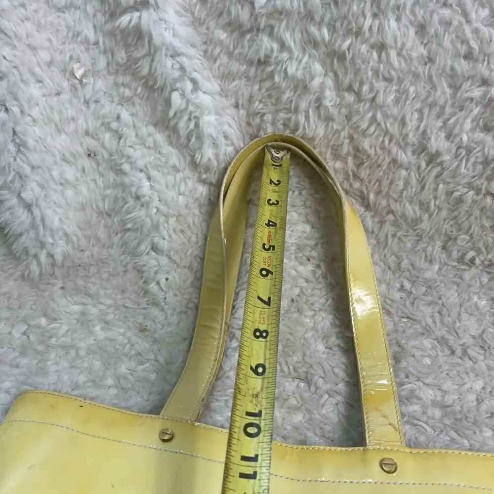 Authenticated Tory Burch leather patent yellow Large tote with dust bag